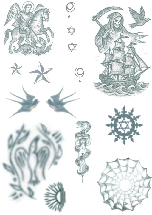 Realistic Russian Prison Temporary Tattoos – 2 A4 Sheets – Aged & Faded Look – Fake Tattoos for Film, TV, Theatre, Halloween Cosplay – Long-Lasting, Skin Safe - Image 2